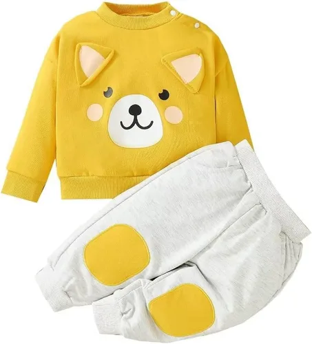 Vista 8 de Ropa para bebé niño pequeño, conjuntos de otoño e invierno, sudadera de manga larga con oso y pantalones, conjunto de 6 meses a 2 años