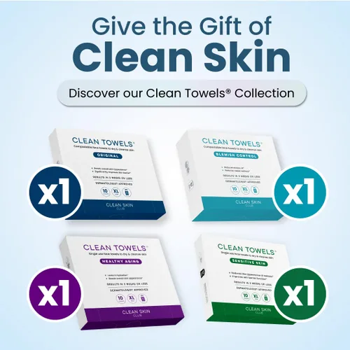 Vista 3 de Clean Skin Club Toallas Limpias® XL Paquete de Variedad para Vacaciones Caja de Regalo de 4 Paquetes – Juego de Regalo de Toallas Faciales
