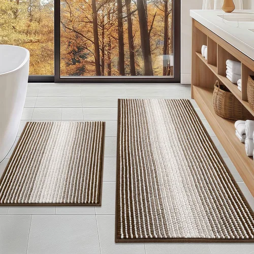 Vista 35 de BSICPRO Tapetes de baño de felpilla, 20 x 32 pulgadas, antideslizantes, absorbentes, suaves, peludos, para baño, lavables a máquina (salvia)
