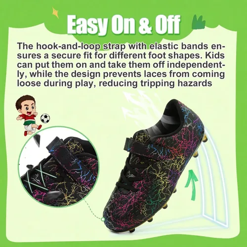 Vista 3 de CBUSTER Zapatos de fútbol para niños y niñas, zapatos de fútbol AGFG