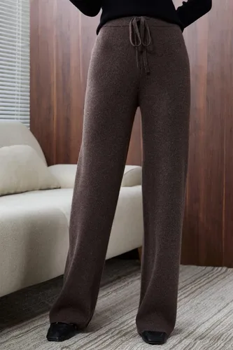 Vista 5 de LINY XIN Pantalones acanalados 100 % lana para mujer, cintura alta, casual, largos, para yoga, para mujer