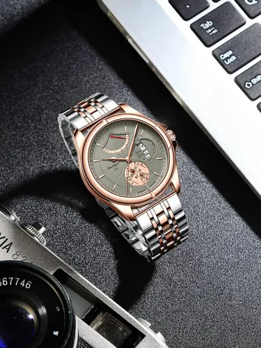Vista 4 de KXAITO Fashion Business Mens Watches Stainless Steel Band Waterproof Quartz Watch for Men
