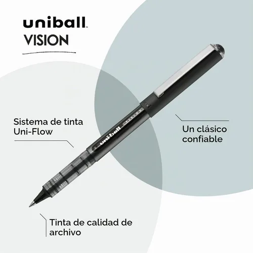 Vista 3 de uniball Vision - Bolígrafos de punta redonda (0.020 in), negro, paquete de 4