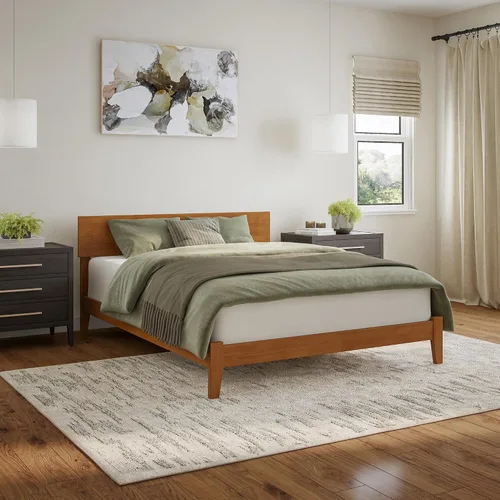 Vista 17 de AFI, Orlando - Cama de plataforma de madera de perfil bajo, color nogal Nuez