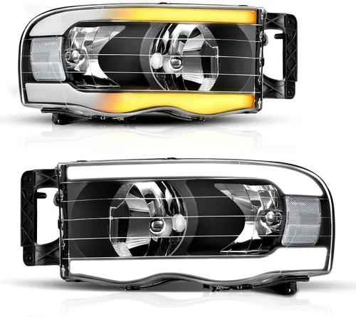 Vista 19 de DWVO Conjunto de faros LED DRL compatible con Dodge Ram 1500 1994-2001/Dodge Ram 2500 3500 94-02 de repuesto, carcasa negra Carcasa negra con Drl