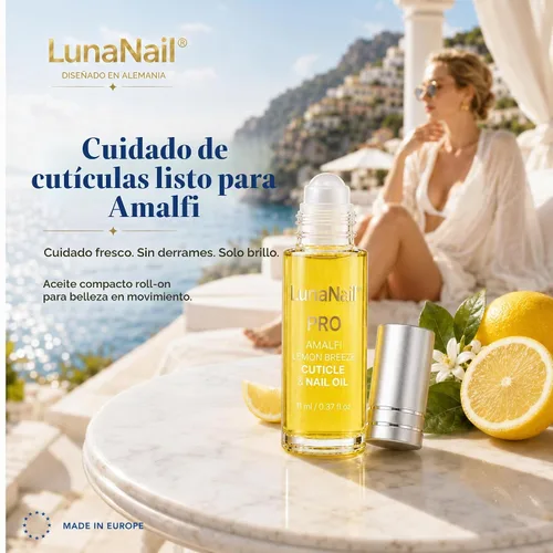 Vista 4 de Aceite de cutícula, aceite de uñas enrollable con vitamina E y jojoba, hidratante para cutículas secas, vegano (brisa de limón amalfi)