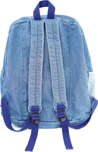 Vista 5 de YunZh Mochila de mezclilla estilo casual ligero jeans mochilas clásicas retro viaje mochila, C-azul claro Más grande, Mochilas Daypack
