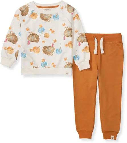 Vista 15 de Burt's Bees Baby Boys Organic Cotton Sweatshirt & Jogger Set, Outfit Bundle Fútbol de lavado ácido