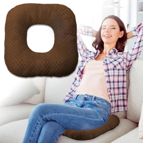 Vista 22 de Cojín de asiento con forma de dona rellena para dolor de coxis y coccix, hemorroides, úlceras de cama, embarazo, próstata, recuperación