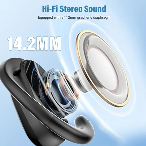 Vista 2 de Auriculares de oreja abierta, auriculares inalámbricos Bluetooth 5.4 con grandes ganchos para los oídos, auriculares abiertos ultra cómodos, sonido