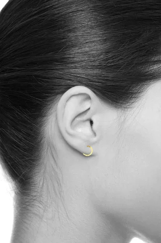 Vista 4 de Pendientes Huggie multifacéticos de oro amarillo o blanco de 14 k de 0.079in de grosor (0.433 x 0.433in)