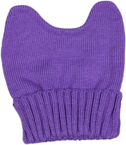 Vista 5 de Gorro de invierno para mujer, diseño de cuerno de diablo, con orejas de gato, diseño de ganchillo, gorro de esquí