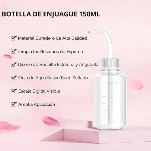 Vista 5 de BREYLEE Champú para pestañas de 100 ml para extensiones de pestañas, secador de pestañas en abanico + botella de enjuague + cepillos + puff