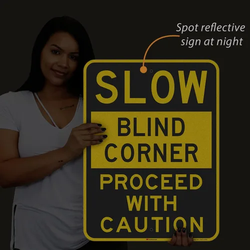 Vista 2 de SmartSign Letrero "Slow - Blind Corner, Proceed with Caution" Aluminio reflectante de grado de ingeniero 3M de 18 x 24 pulgadas