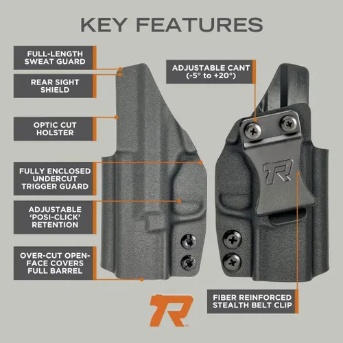 Vista 3 de Concealment Express IWB KYDEX Funda para pistola (Negro) - Cintura interior - Ajustable Retención de Cant & Posi-Click – Compatible con garras