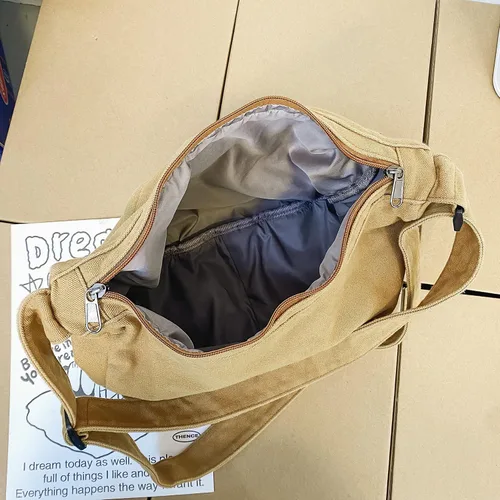 Vista 4 de Bolsos cruzados de lona para mujeres y hombres, bolso de hombro estilo hobo bolso de mano para el trabajo, compras y viajes