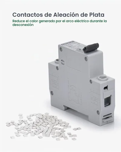 Vista 6 de Interruptor de Circuito en Miniatura AC, Interruptor de Circuito de 6 Amperios 120V/240V de 1 Polo Montaje en Riel DIN, Interruptor de Desconexión