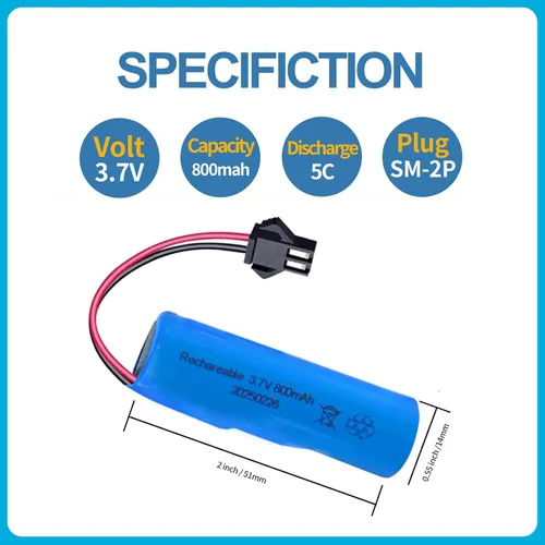 Vista 3 de Batería de iones de litio de 3.7V 800mah con cargadores USB SM-2P enchufe RC batería recargable compatible