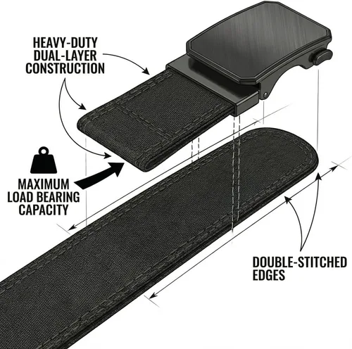 Vista 3 de KingMoore Cinturón táctico de trinquete de 1.5 pulgadas para transporte IWB/OWB, hebilla de liberación rápida y soporte resistente de doble capa
