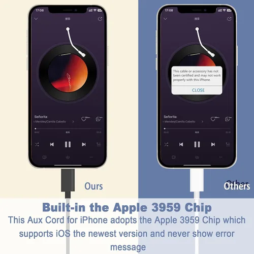 Vista 4 de AMI MMI - Cable auxiliar para iPhone 14 13 12 11 XS XR X 8 7 6, adaptador de interfaz auxiliar de coche compatible con Audi