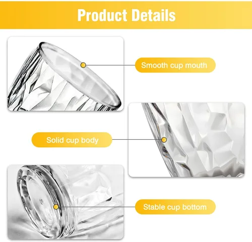 Vista 3 de Juego de 4 vasos de plástico transparente irrompibles de 10 onzas, vasos de vino de jugo reutilizables de acrílico, aptos para lavavajillas, vasos