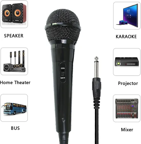 Vista 4 de E I F E R Micrófono dinámico con cable con enchufe de 0.256 in y cable de 9.8 ft para karaoke y rendimiento