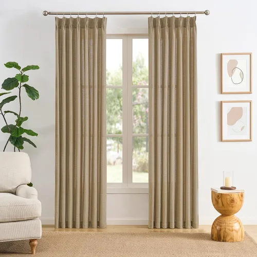 Vista 9 de RAIN CITY - Juego de 2 cortinas de 45 pulgadas de largo con plisado con pellizco, cortinas semitraslúcidas para dormitorio, cuarto de bebé