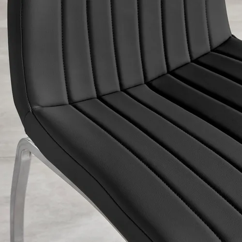 Vista 5 de Furniturebox - Juego de 2 sillas de comedor ISCO tapizadas de piel sintética, color negro cromado