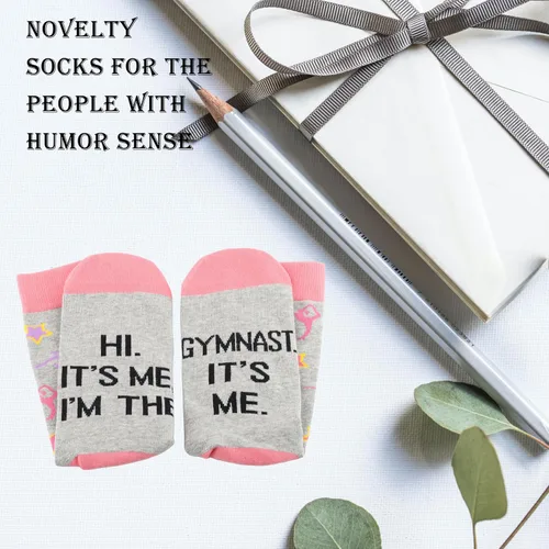 Vista 4 de Regalo de gimnasta, regalo de equipo de gimnasia Hi It's Me I'm The Gymnast, calcetines de gimnasia para graduación