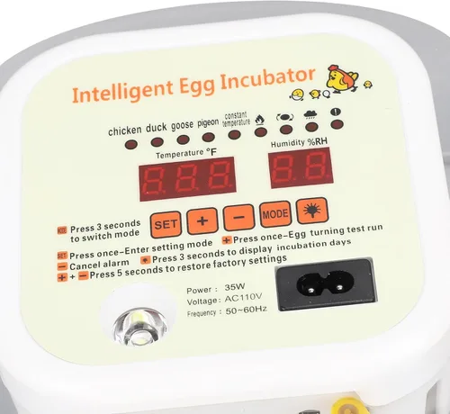 Vista 7 de Incubadora automática de 12 huevos con control de humedad con girador de huevos, incubadora ventilada para eclosionar huevos de pollo y codorniz, US