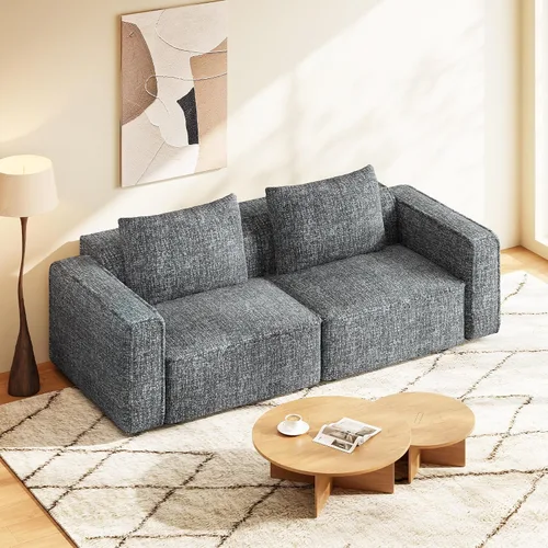 Vista 13 de Welzona Sofá modular de 132 pulgadas, sofá modular bloqueado, sofás con marco de madera para sala de estar, sofá en forma de U de 22 pulgadas