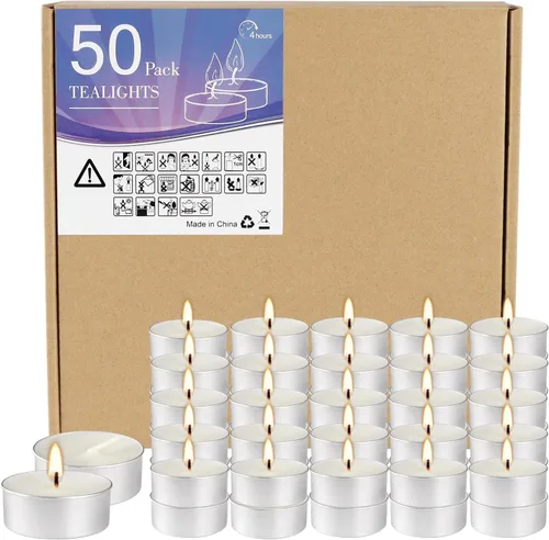 Vista 8 de Velas aromáticas de rosa rosa, paquete de 100 velas votivas gigantes a granel, juego de velas de té sin humo para el día de San Valentín