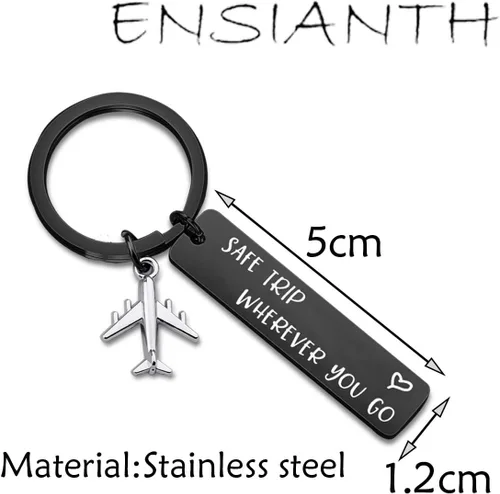 Vista 2 de ENSIANTH Llavero Safe Trip Wherever You Go - Llavero de viaje seguro para asistentes de vuelo, regalo de piloto, joyería de aviación, regalo
