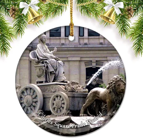 Vista 4 de España Cataluña Sala de Conciertos Barcelona Adornos de Navidad para árbol Colgante de cerámica Adorno de doble cara Decoración Regalos de Navidad