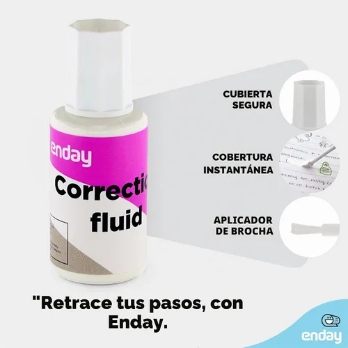 Vista 3 de Enday Líquido de corrección líquida, 0.7 onzas líquidas / 0.7 fl oz, aplicador de varita de espuma de secado rápido, corrector suave multiusos