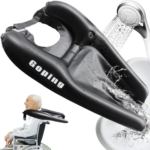 Vista 7 de Correa de lavabo ajustable a prueba de salpicaduras, fregadero inflable para lavado de cabello postrado en cama portátil silla de ruedas champú