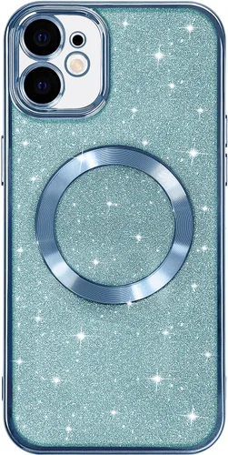 Vista 57 de Hython para iPhone 15 Plus Funda con chispas brillantes, Fundas transparentes magnéticas con protector de lente de cámara [Compatible con MagSafe]