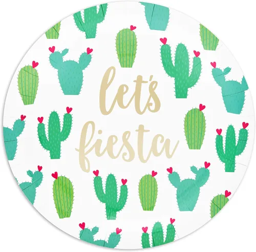 Vista 6 de Sparkle and Bash Fiesta - Platos de postre – Paquete de 48 unidades, 9 pulgadas, patrón de cactus multicolor – Platos de cactus de papel desechables