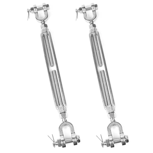 Vista 12 de 2 tensores M12 de 1/2 pulgada de acero inoxidable 304 de mandíbula y mandíbula tensor de mandíbula, tensor de cable resistente, límite de carga