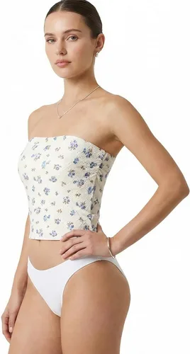 Vista 42 de MixMatchy Top de tubo para mujer con brasier integrado, top bandeau sin tirantes de doble capa, parte superior casual con fruncido lateral Y2K Negro