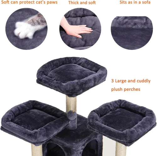 Vista 6 de Heybly Árbol para gatos, torre para gatos grandes de 73 pulgadas de alto, 20 libras, resistente para gatos de interior, condominio para gatos