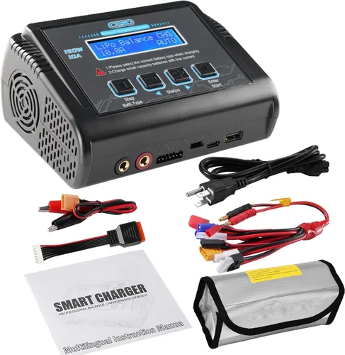Vista 6 de Cargador de batería LiPo, cargador de batería RC de equilibrio rápido de 150W 10A Descargador para baterías LiPo/Li-ion/Life/LiHV de 1S-6S, 1-15S