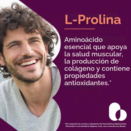 Vista 2 de BESTVITE L-Prolina 500mg (120 cápsulas vegetales) - Sin estearatos - Sin