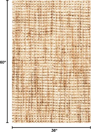 Vista 2 de SAFAVIEH Natural Fiber Collection - Alfombra decorativa de 3 x 5 pies, natural y crema, yute hecho a mano, ideal para zonas de alto tráfico