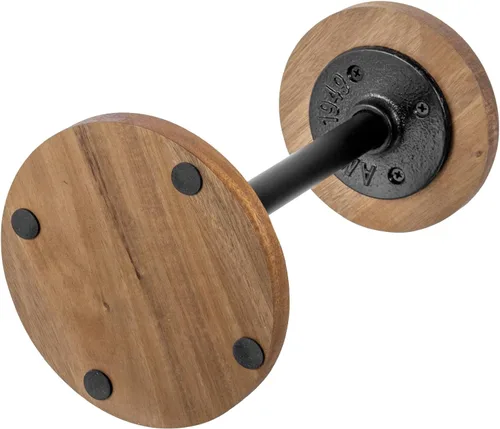 Vista 7 de MyGift 2 soportes para sombreros, perchero para sombreros de vaquero, organizador de gorra de béisbol con tubo de metal industrial, peluca o Madera