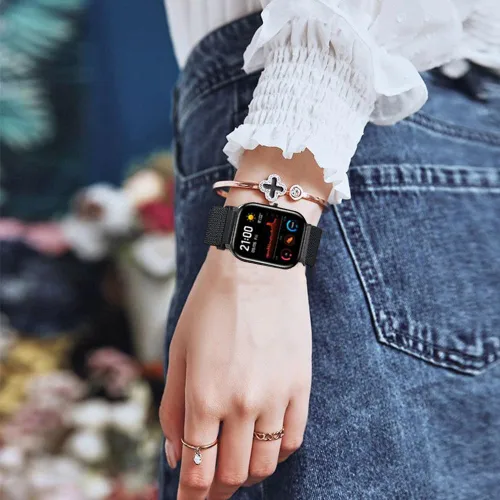 Vista 7 de Correas de reloj de nailon elásticas trenzadas compatibles con Amazfit Active2/GTS/GTS 2/GTS 2 mini/GTS 2e/GTS 3/GTS 4/GTS 4 mini, correas de tela