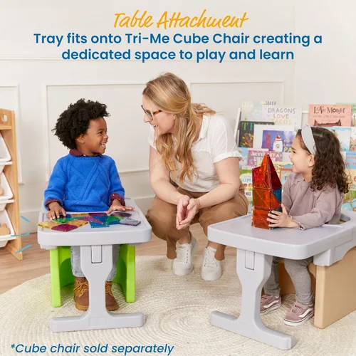 Vista 3 de ECR4Kids Accesorio de escritorio para silla Tri-Me de plástico multiusos 3 en 1 para interiores y exteriores, muebles para niños, gris claro