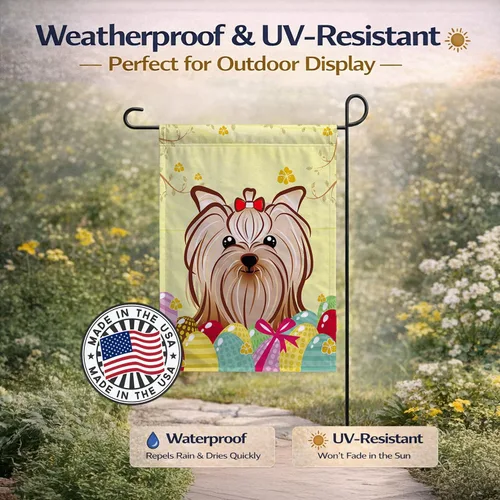 Vista 590 de Caroline's Treasures BB1923GF Bandera decorativa para jardín con diseño de Border Collie, para caza de huevos de Pascua, para jardín, jardín, patio