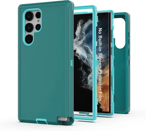 Vista 29 de Funda protectora resistente para Galaxy S23 5G, funda protectora resistente con [3 en 1] Cubierta de protección de goma resistente a prueba