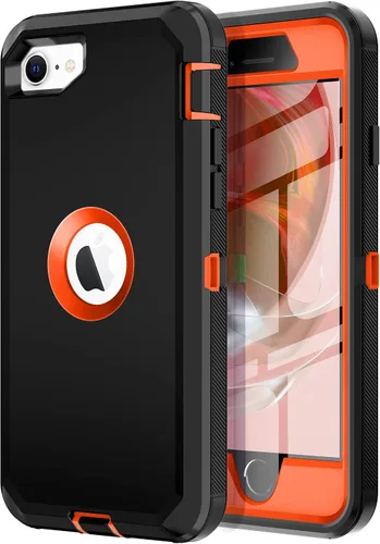 Vista 15 de I-HONVA - Carcasa protectora de 3 capas para iPhone SE 2020, protector de pantalla integrado, a prueba de golpes, polvo y caídas, resistente